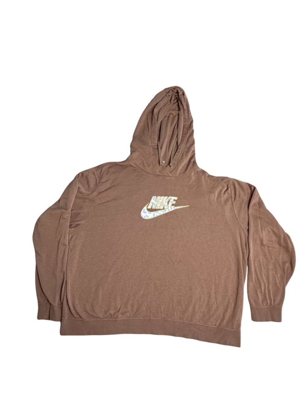 Nike Hoodie Mens XL Brown Center Swoosh Embroidered Streetwear Pullover